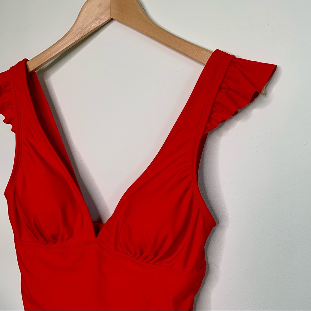 Kona Sol Ruffle Shoulder High Coverage Swimsuit - Picture 10 of 15